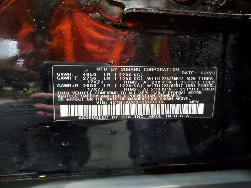 64211546 :رقم المزاد ، 4S4BTACC3R3206139 vin ، 2024 Subaru Outback مزاد بيع