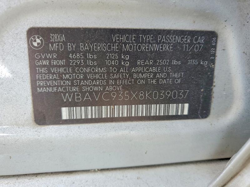 Aukcja sprzedaży 2008 Bmw 328, vin: WBAVC935X8K039037, numer aukcji: 66830556
