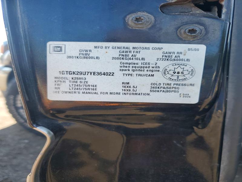 Продажа на аукционе авто 2000 Gmc New Sierra, vin: 1GTGK29U7YE364022, номер лота: 66060436