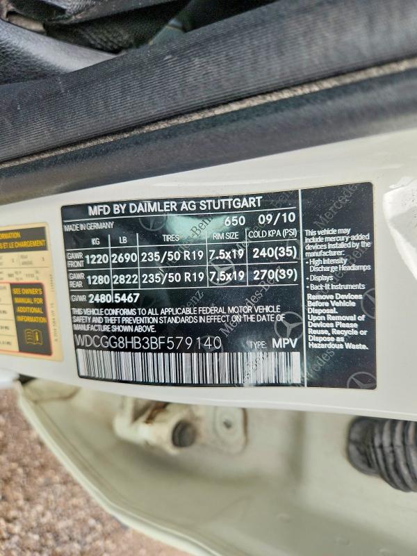 2011 Mercedes-benz Glk მანქანა იყიდება აუქციონზე, vin: WDCGG8HB3BF579140, აუქციონის ნომერი: 62779576