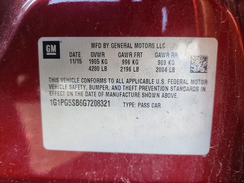 Продажа на аукционе авто 2016 Chevrolet Cruze Limited, vin: 1G1PG5SB6G7208321, номер лота: 63605026