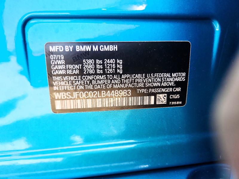 Aukcja sprzedaży 2020 Bmw M5, vin: WBSJF0C02LB448983, numer aukcji: 64403476