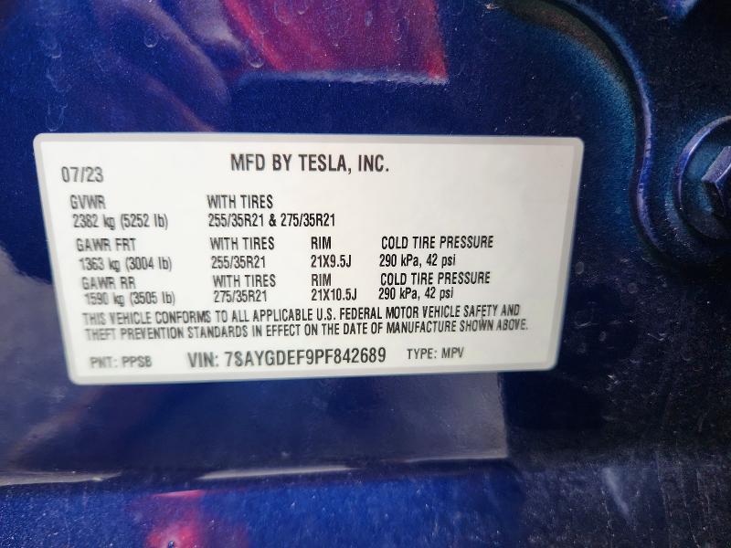 63258286 :رقم المزاد ، 7SAYGDEF9PF842689 vin ، 2023 Tesla Model Y مزاد بيع