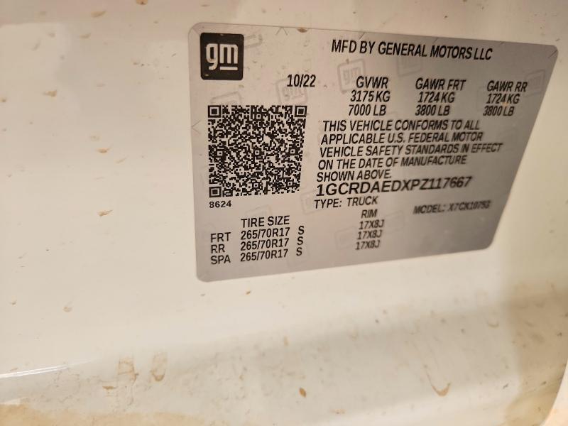 64783666 :رقم المزاد ، 1GCRDAEDXPZ117667 vin ، 2023 Chevrolet Silverado مزاد بيع