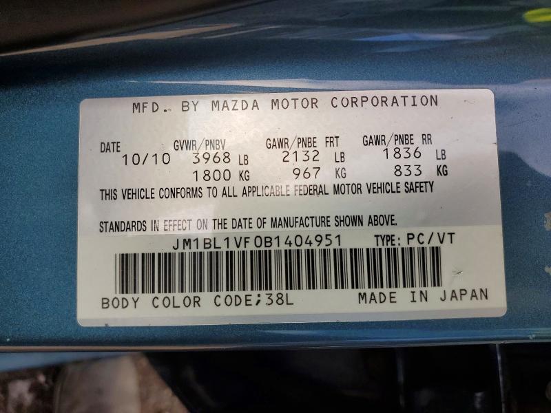 65490306 :رقم المزاد ، JM1BL1VF0B1404951 vin ، 2011 Mazda 3 مزاد بيع