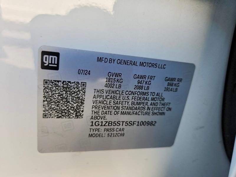 Продаж на аукціоні авто 2025 Chevrolet Malibu, vin: 1G1ZB5ST5SF100982, номер лоту: 66236986