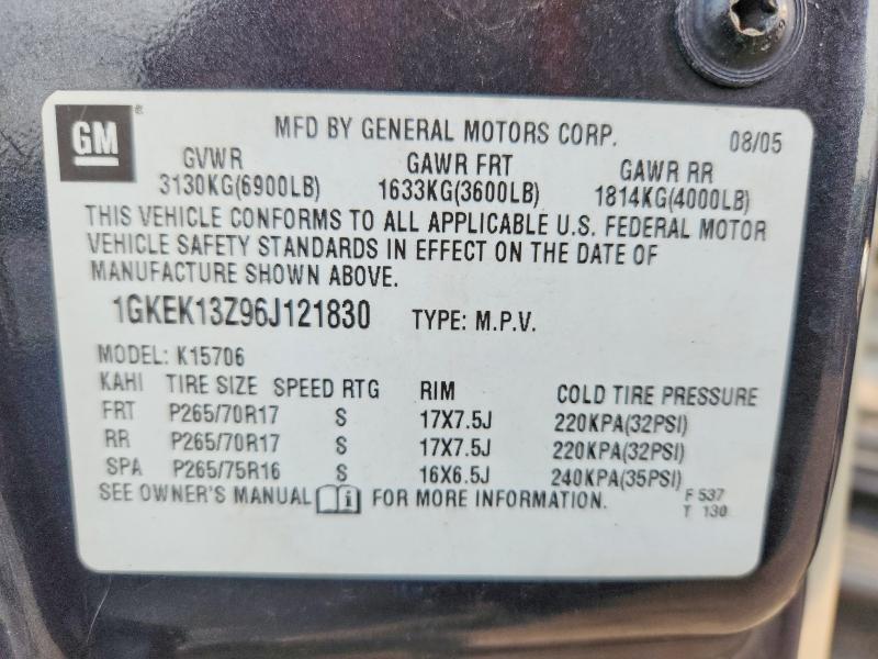 64982116 :رقم المزاد ، 1GKEK13Z96J121830 vin ، 2006 Gmc Yukon مزاد بيع
