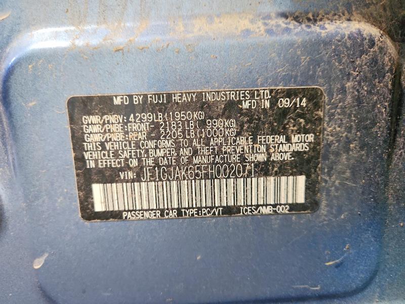 Aukcja sprzedaży 2015 Subaru Impreza, vin: JF1GJAK65FH002071, numer aukcji: 66006806