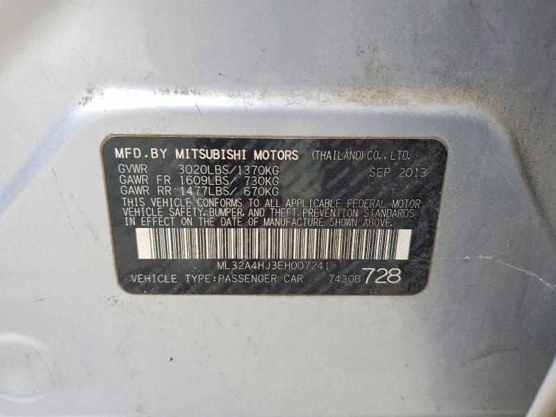 66639936 :رقم المزاد ، ML32A4HJ3EH007241 vin ، 2014 Mitsubishi Mirage مزاد بيع