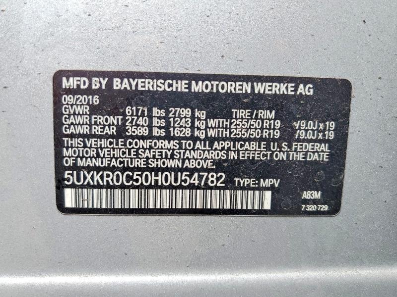 64579726 :رقم المزاد ، 5UXKR0C50H0U54782 vin ، 2017 Bmw X5 مزاد بيع