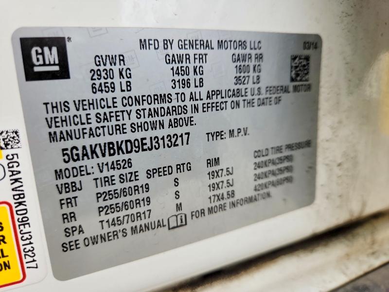 66206196 :رقم المزاد ، 5GAKVBKD9EJ313217 vin ، 2014 Buick Enclave مزاد بيع