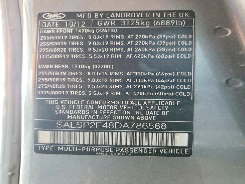 Aukcja sprzedaży 2013 Land Rover Range Rover Sport, vin: SALSP2E48DA786568, numer aukcji: 67258336
