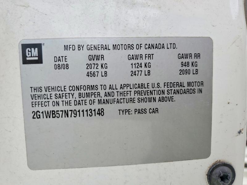 65909296 :رقم المزاد ، 2G1WB57N791113148 vin ، 2009 Chevrolet Impala مزاد بيع