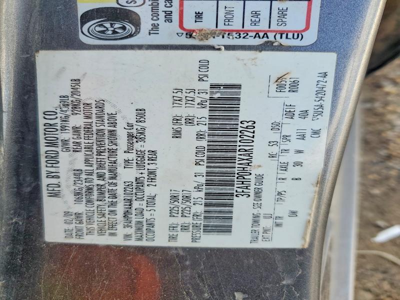 64589616 :رقم المزاد ، 3FAHP0HAXAR102263 vin ، 2010 Ford Fusion مزاد بيع