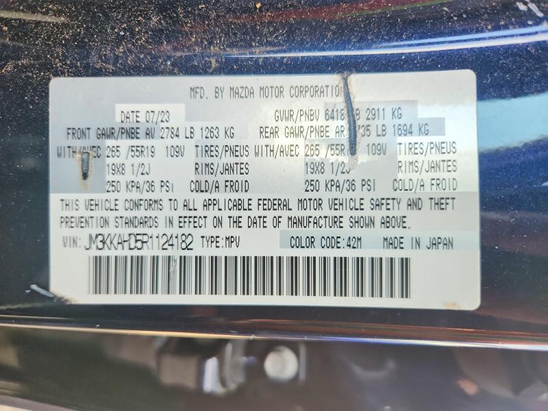 63210746 :رقم المزاد ، JM3KKAHD5R1124182 vin ، 2024 Mazda Cx-90 مزاد بيع
