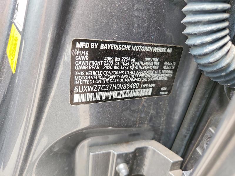 Aukcja sprzedaży 2017 Bmw X3, vin: 5UXWZ7C37H0V86480, numer aukcji: 64672226