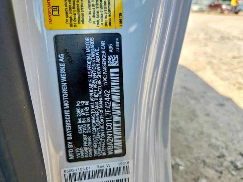 66693006 :رقم المزاد ، WBA2N1C01L7F42442 vin ، 2020 Bmw M240i مزاد بيع