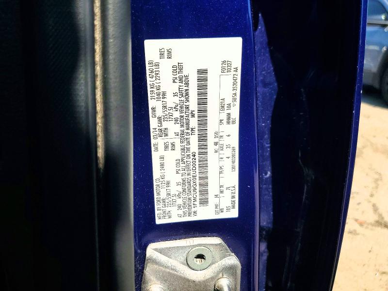 2014 Ford Escape მანქანა იყიდება აუქციონზე, vin: 1FMCU9GX0EUD00240, აუქციონის ნომერი: 63156076
