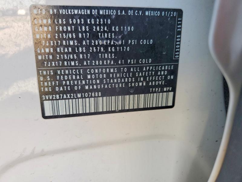 Aukcja sprzedaży 2020 Volkswagen Tiguan, vin: 3VV2B7AX2LM107688, numer aukcji: 65406846