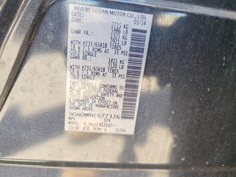 Aukcja sprzedaży 2014 Nissan Pathfinder, vin: 5N1AR2MM9EC677326, numer aukcji: 64812746
