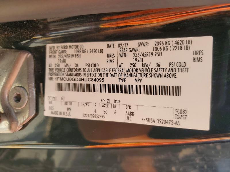 65276266 :رقم المزاد ، 1FMCU0GD4HUC84095 vin ، 2017 Ford Escape مزاد بيع