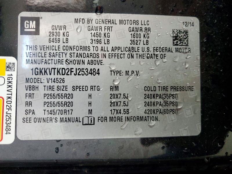 2015 Gmc Acadia მანქანა იყიდება აუქციონზე, vin: 1GKKVTKD2FJ253484, აუქციონის ნომერი: 62991536