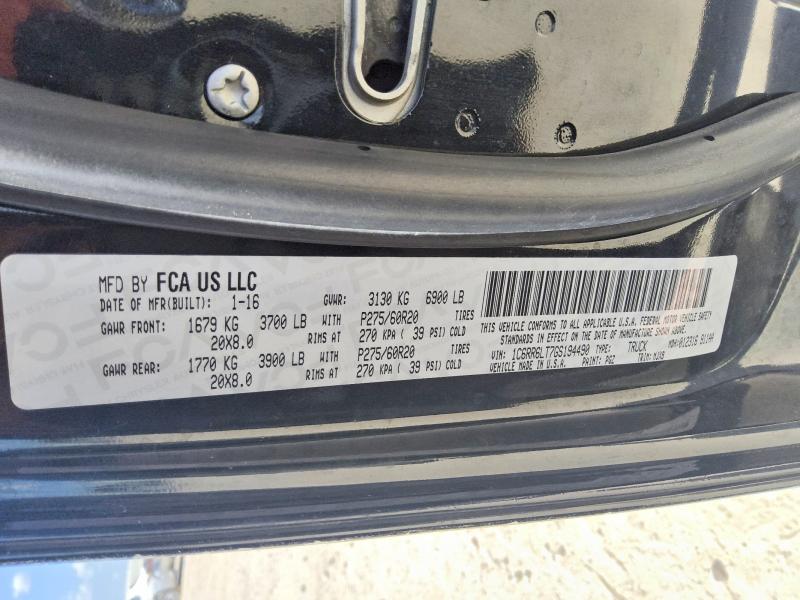 64481316 :رقم المزاد ، 1C6RR6LT7GS194490 vin ، 2016 Ram 1500 مزاد بيع
