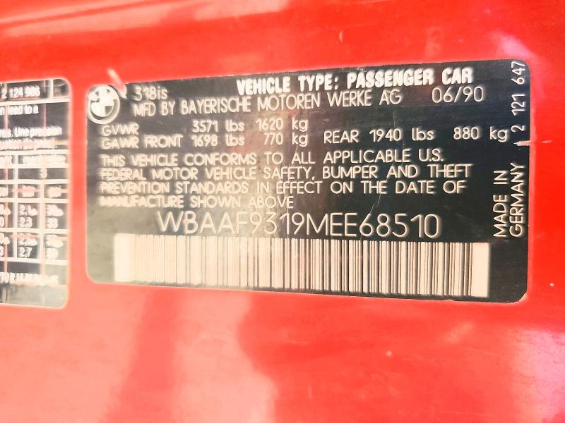 Aukcja sprzedaży 1991 Bmw 318, vin: WBAAF9319MEE68510, numer aukcji: 66419816
