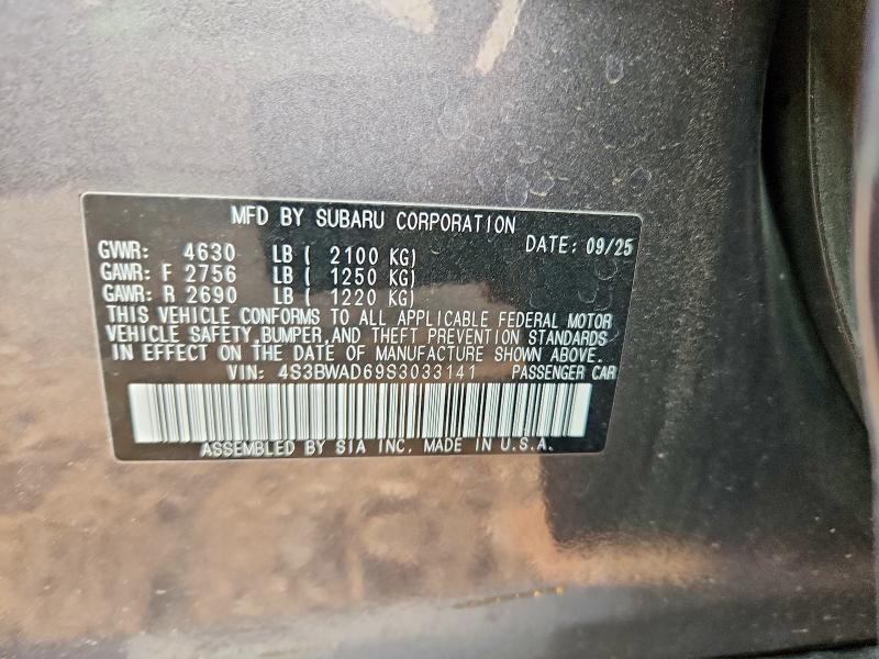 64385716 :رقم المزاد ، 4S3BWAD69S3033141 vin ، 2025 Subaru Legacy مزاد بيع