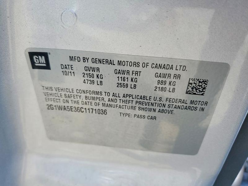 2012 Chevrolet Impala მანქანა იყიდება აუქციონზე, vin: 2G1WA5E36C1171036, აუქციონის ნომერი: 62768776