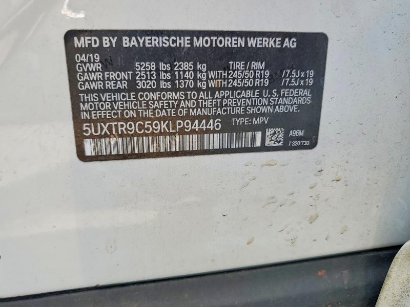 Aukcja sprzedaży 2019 Bmw X3, vin: 5UXTR9C59KLP94446, numer aukcji: 64152786