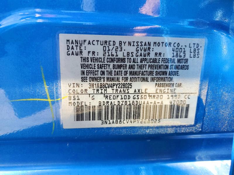 Продажа на аукционе авто 2023 Nissan Sentra, vin: 3N1AB8CV4PY228025, номер лота: 63591446