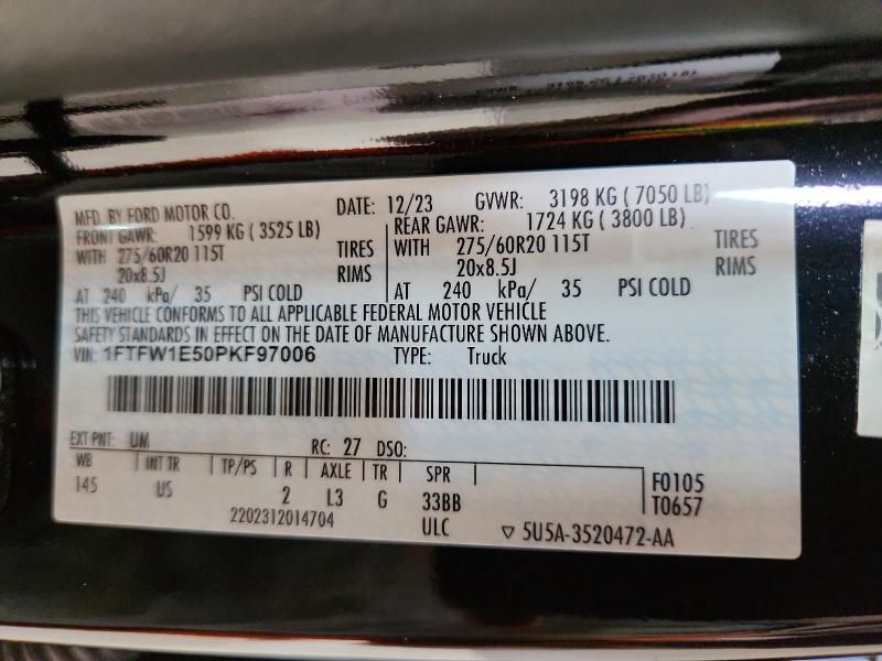 Aukcja sprzedaży 2023 Ford F150, vin: 1FTFW1E50PKF97006, numer aukcji: 66041186