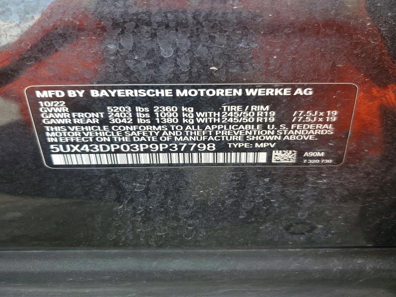 66361986 :رقم المزاد ، 5UX43DP03P9P37798 vin ، 2023 Bmw X3 مزاد بيع