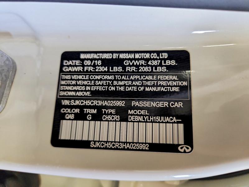 Продажа на аукционе авто 2017 Infiniti Qx30, vin: SJKCH5CR3HA025992, номер лота: 64668406