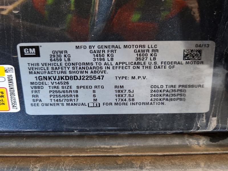 65576466 :رقم المزاد ، 1GNKVJKD8DJ225547 vin ، 2013 Chevrolet Traverse مزاد بيع