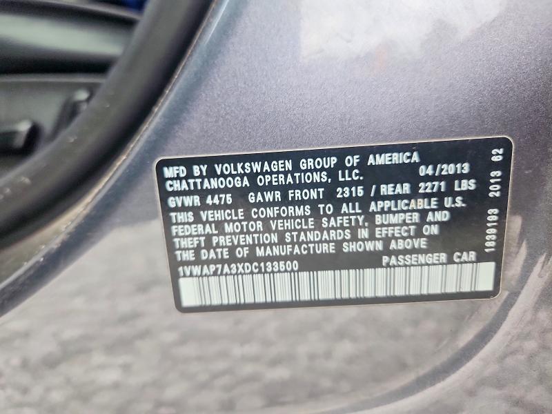Продажа на аукционе авто 2013 Volkswagen Passat, vin: 1VWAP7A3XDC133500, номер лота: 66586026