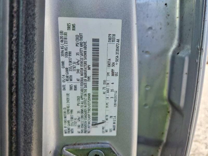 Продажа на аукционе авто 2014 Ford Escape, vin: 1FMCU0F75EUD72998, номер лота: 65400916