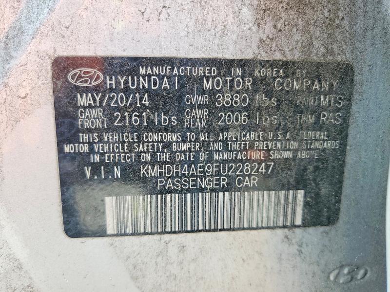 2015 Hyundai Elantra მანქანა იყიდება აუქციონზე, vin: KMHDH4AE9FU228247, აუქციონის ნომერი: 61449056