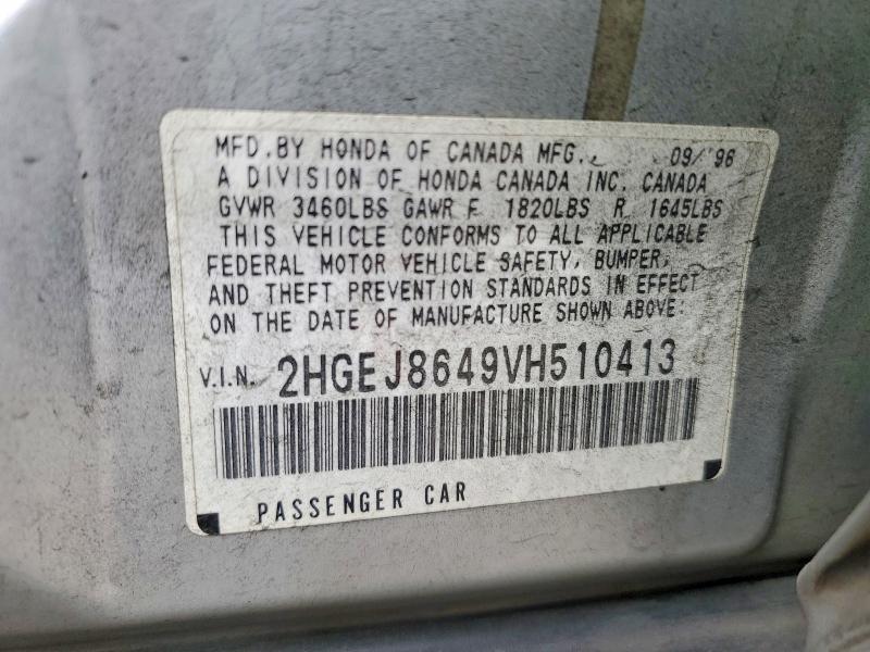 Aukcja sprzedaży 1997 Honda Civic, vin: 2HGEJ8649VH510413, numer aukcji: 65041396