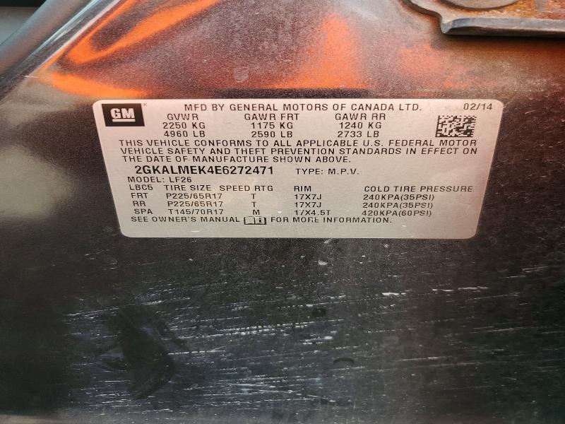 66007406 :رقم المزاد ، 2GKALMEK4E6272471 vin ، 2014 Gmc Terrain مزاد بيع