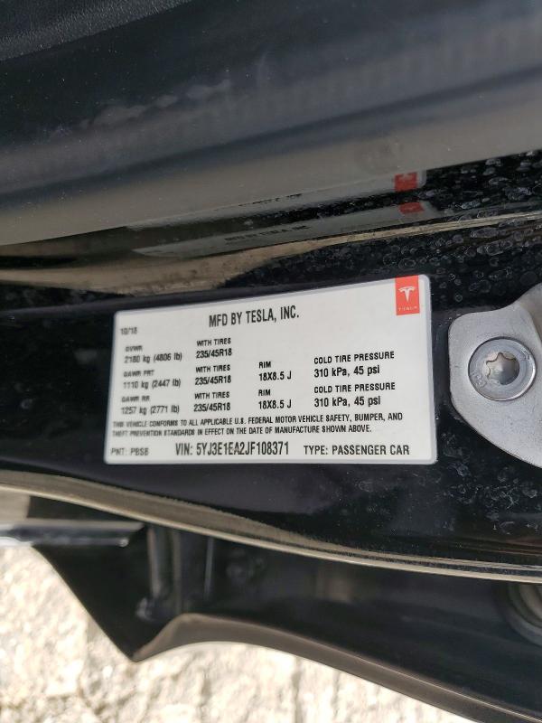 Продажа на аукционе авто 2018 Tesla Model 3, vin: 5YJ3E1EA2JF108371, номер лота: 64419886