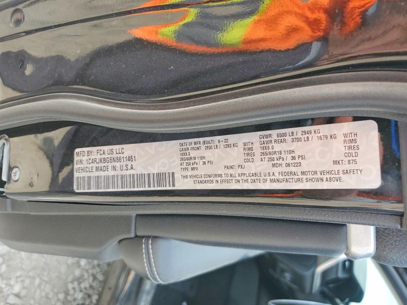 2022 Jeep Grand Cherokee მანქანა იყიდება აუქციონზე, vin: 1C4RJKBG6N8611461, აუქციონის ნომერი: 60464026