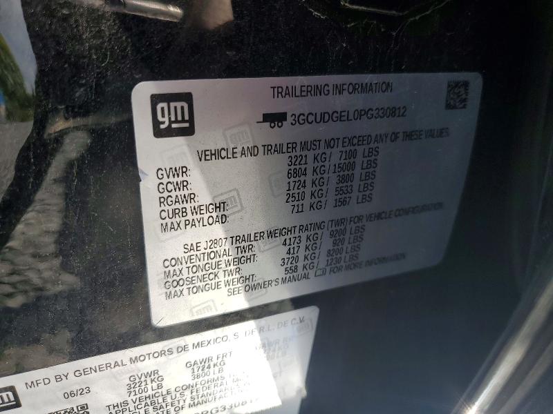 64131036 :رقم المزاد ، 3GCUDGEL0PG330812 vin ، 2023 Chevrolet Silverado مزاد بيع