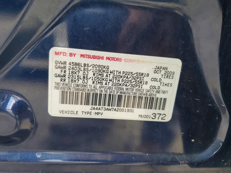 Aukcja sprzedaży 2010 Mitsubishi Outlander, vin: JA4AT3AW7AZ001931, numer aukcji: 66280296