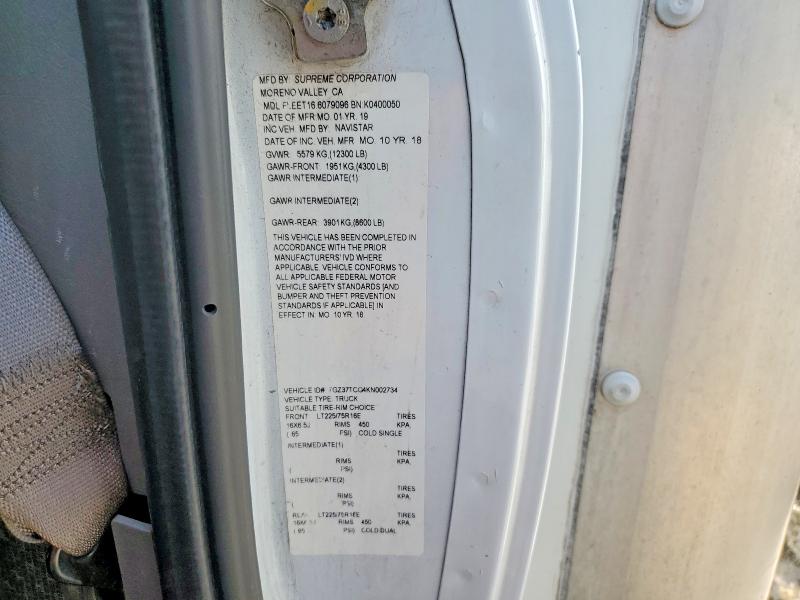 64987006 :رقم المزاد ، 7GZ37TCG4KN002734 vin ، 2019 Gmc Savana مزاد بيع