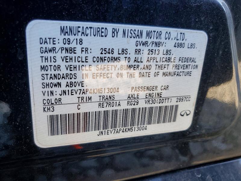 Продаж на аукціоні авто 2019 Infiniti Q50, vin: JN1EV7AP4KM513004, номер лоту: 63188166
