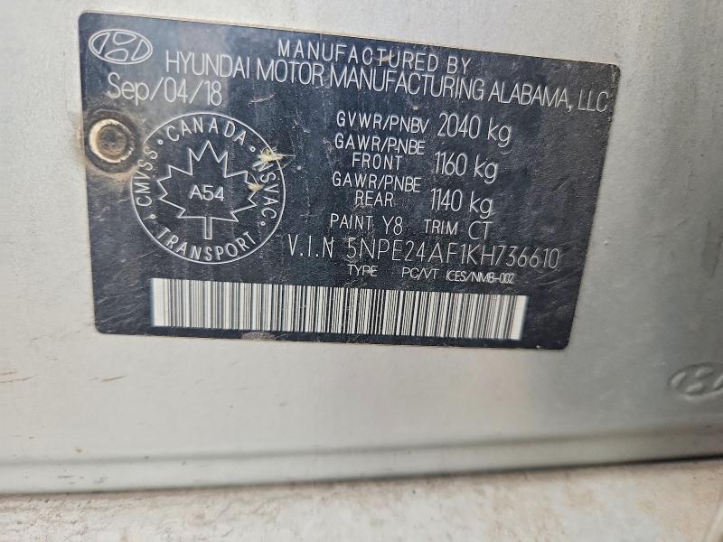 Продажа на аукционе авто 2019 Hyundai Sonata, vin: 5NPE24AF1KH736610, номер лота: 63982586