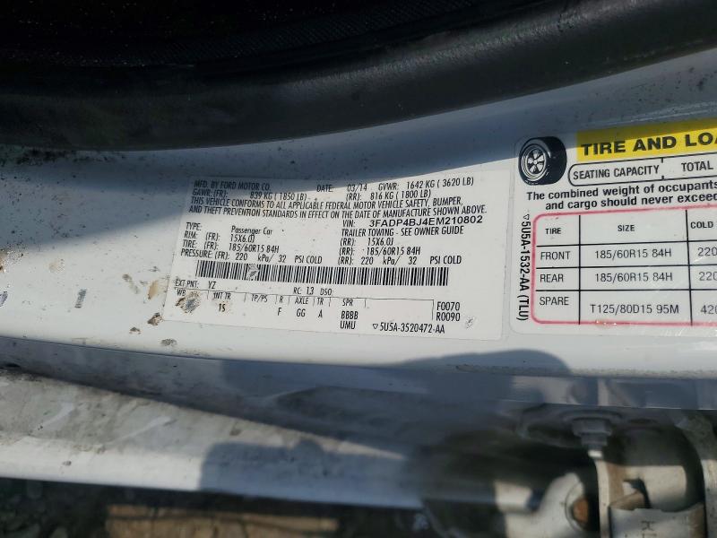 Aukcja sprzedaży 2014 Ford Fiesta, vin: 3FADP4BJ4EM210802, numer aukcji: 67121516