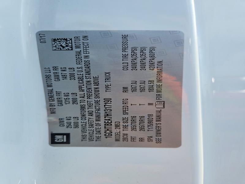 66441816 :رقم المزاد ، 1GCHTBEA7H1317190 vin ، 2017 Chevrolet Colorado مزاد بيع